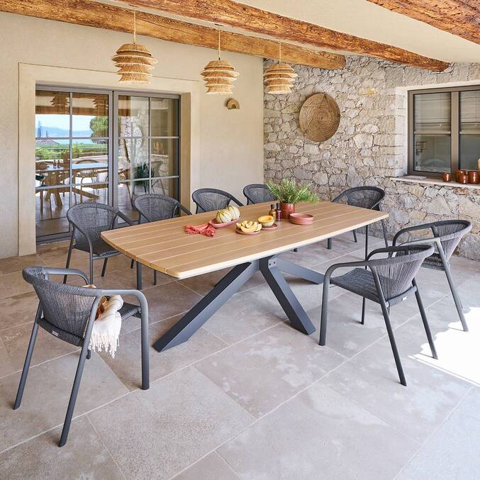 Table de jardin rectangulaire ORACLION Noix / Graphite