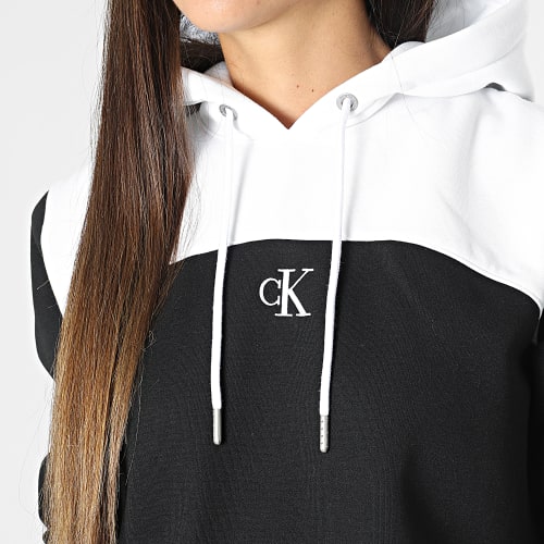 Sweat Capuche Femme Color Block 1336 Noir Blanc