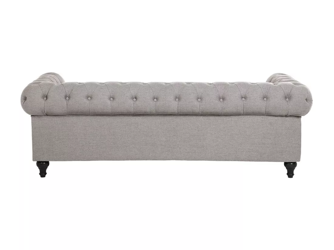 Ensemble canapé et fauteuil en tissu gris clair 4 places CHESTERFIELD