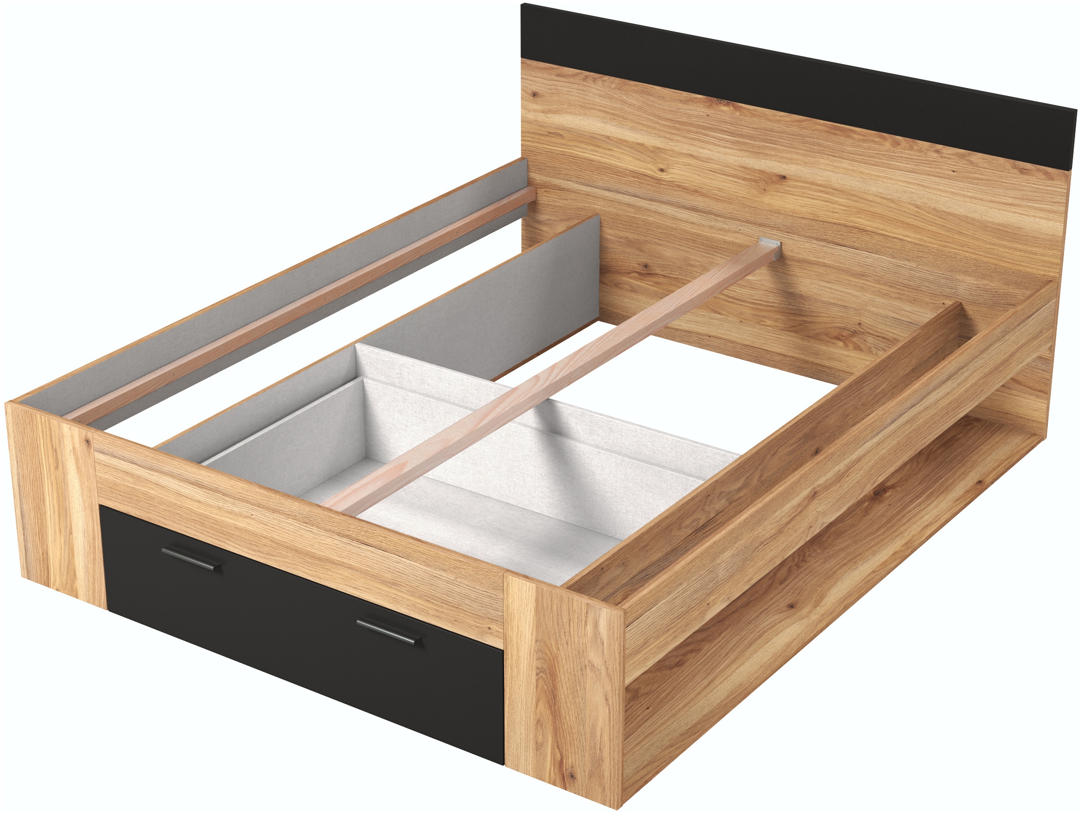 Home affaire Bettgestell »Faweza, Breite 160 bzw. 180 cm, Stauraumbett« Funktionsbett Schublade mit extra viel Stauraum