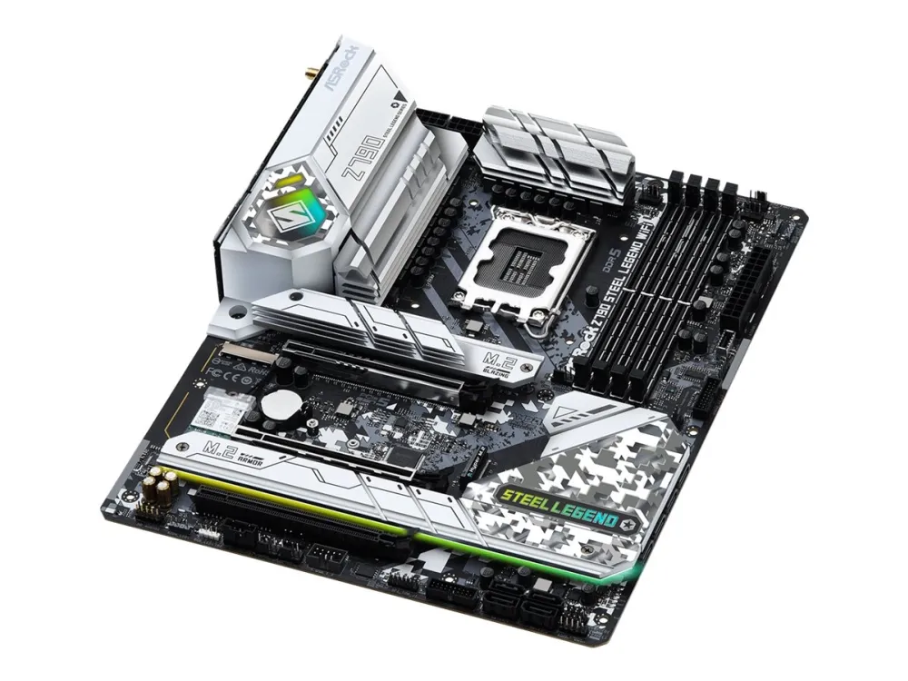 ASRock Z790 Steel Legend WiFi - Bundkort - ATX - LGA1700 sokkel - Z790 Chipset - USB-C 3.2 Gen 2x2, USB-C 3.2 Gen2, USB 3.2 Gen 2, USB 3.2 Gen 1 - 2.5 Gigabit LAN, Wi-Fi 6E, Bluetooth - onboard grafik (CPU påkrævet) - HD Audio (8-kanaler)