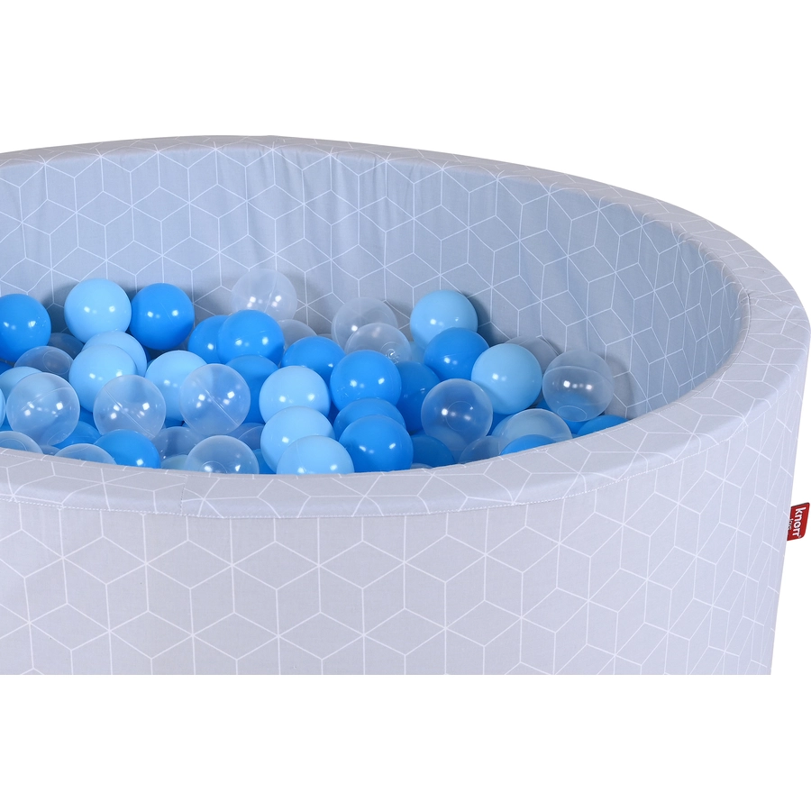 knorr toys® Bällebad soft - Geo cube grey - 300 balls soft bluebluetransparent grau
