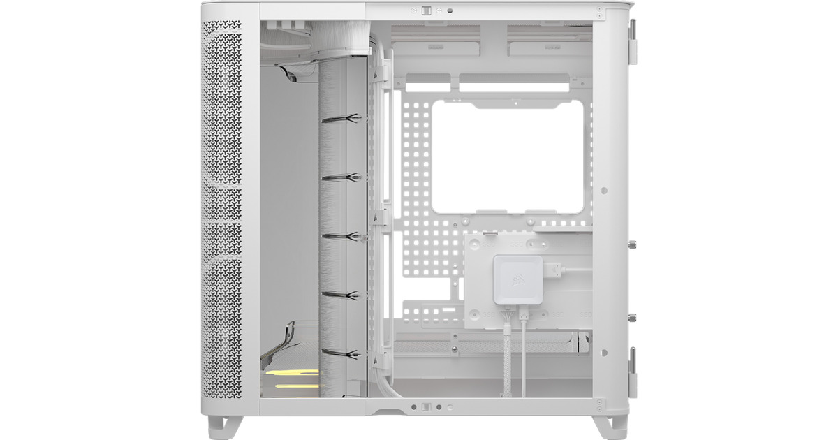 CorsairAIR 5400 LX-R LINK midi tower behuizing  (Wit | 3x USB-C | RGB | Tempered Glass)
