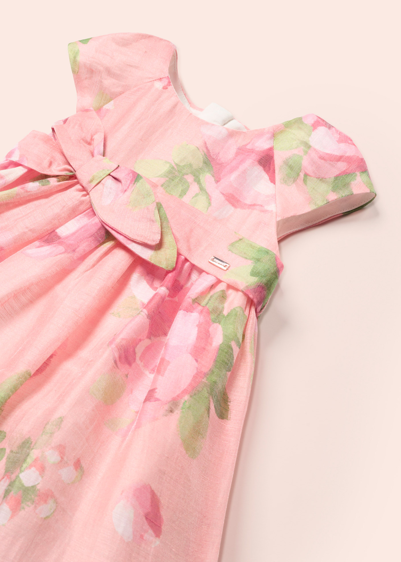 Vestido de bebê em linho com estampa floral