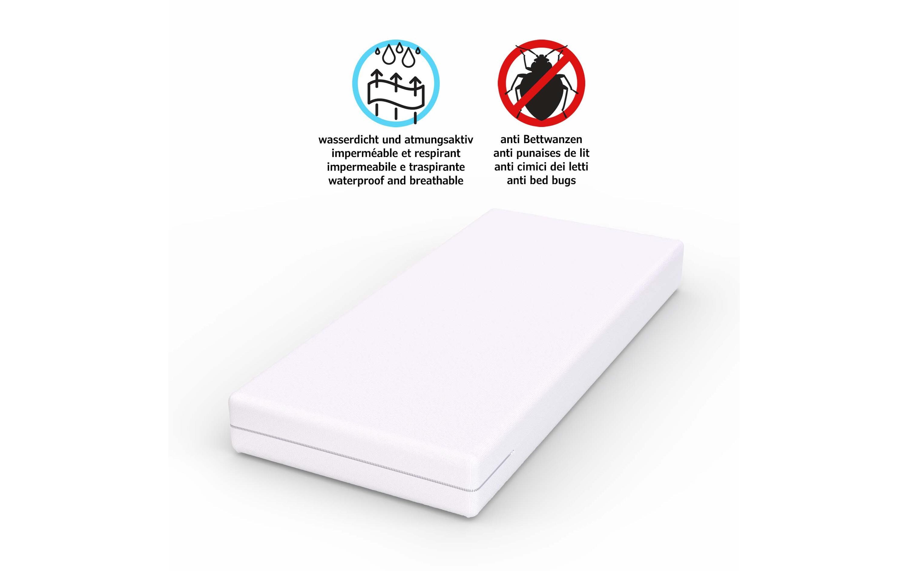 Fixmolton Matratzenbezug Anti Bettwanzen, 90 x 200 cm, WeissMatratzenschoner aus 100% Polyester