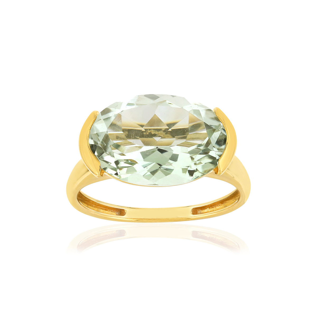 Bague or jaune 750, 1 quartz vert de 4,77 carats