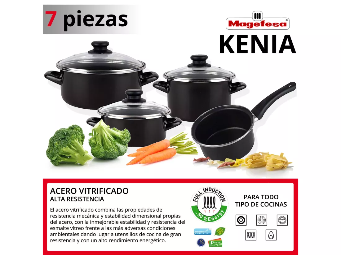 kenia batterie de cuisine 7 pcs et 3 poêles à frire optimum plus