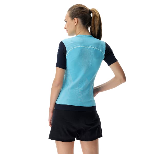 T-shirt running UYN LADY RUNNING PB42 OW SHIRT BLUE RADIANCE/PEACOT