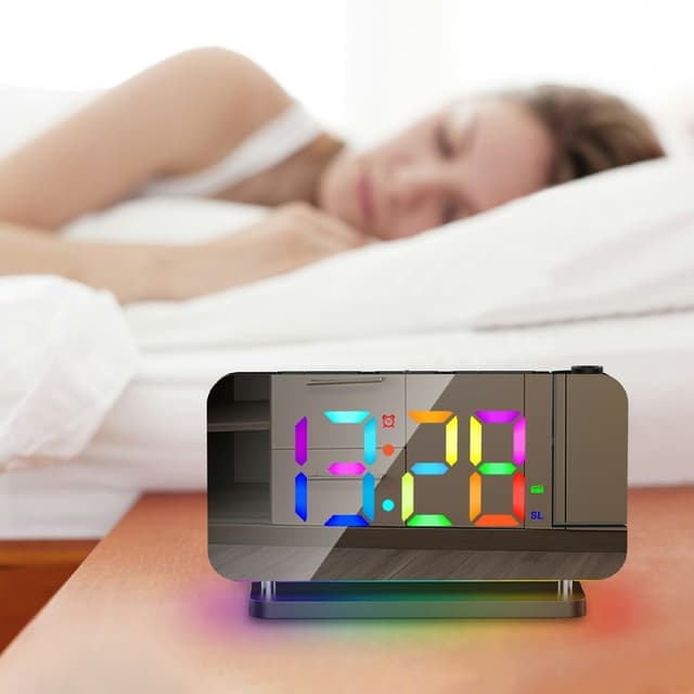 Farverigt natlys FM-radioprojektionsur LED elektronisk vækkeur