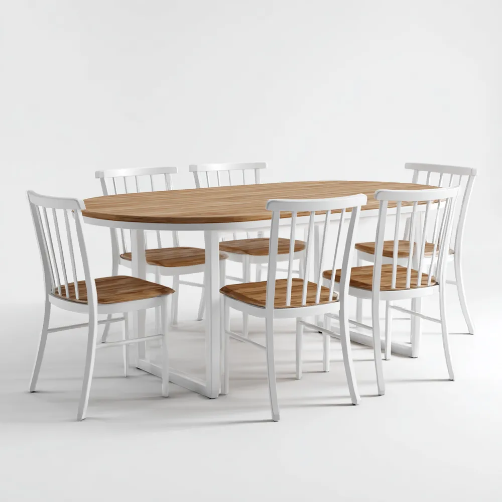 Esszimmer-Set Holz 140x90x75 cm - Weiß/Braun - Skandinavisches Design