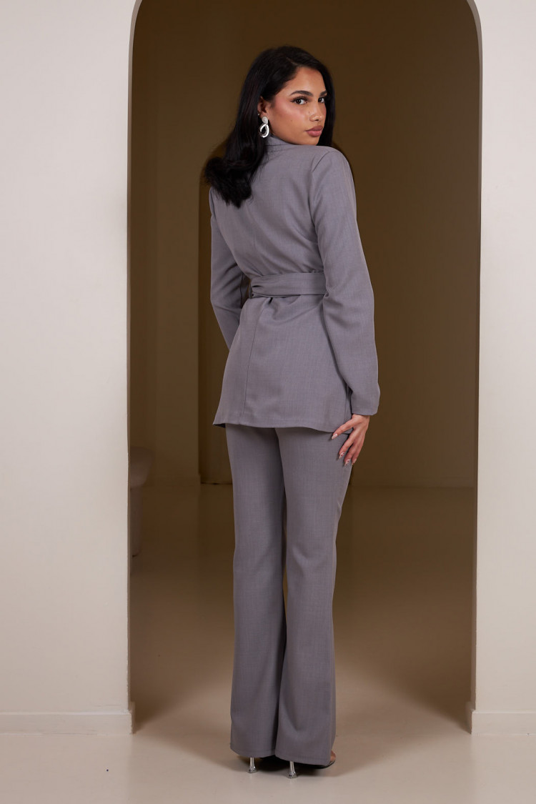 Ensemble 2 pièces blazer + pantalon tailleur gris clair