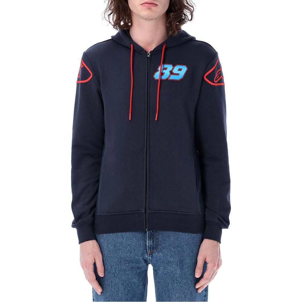 jorge martin - Sweat zippé à capuche Dual 89 Alpinestars Bleu / Rouge