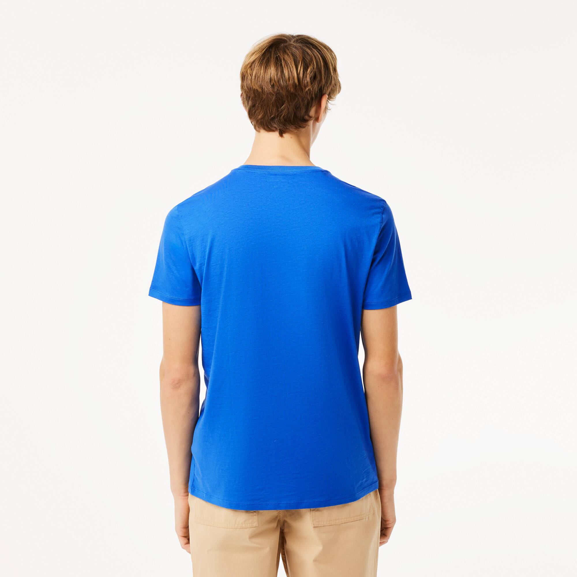Herren-Shirt aus Pima-Baumwolljersey mit V-Ausschnitt T-Shirts - Blau - Lacoste - Herren