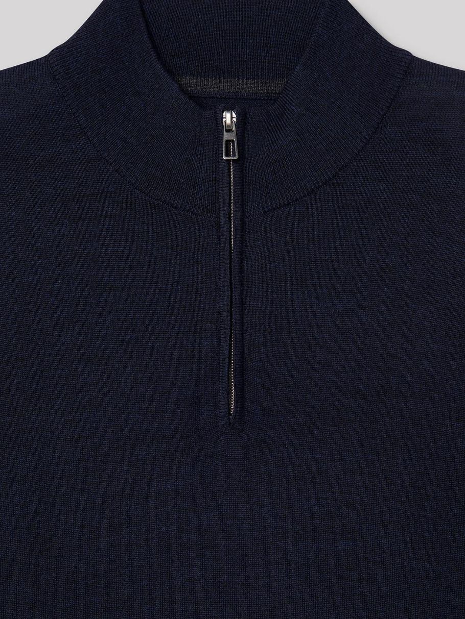 Pull col montant zippé en laine mérinos