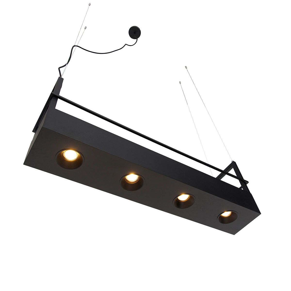 Smart hanglamp zwart met rek incl. 4 Wifi GU10 - Cage Rack