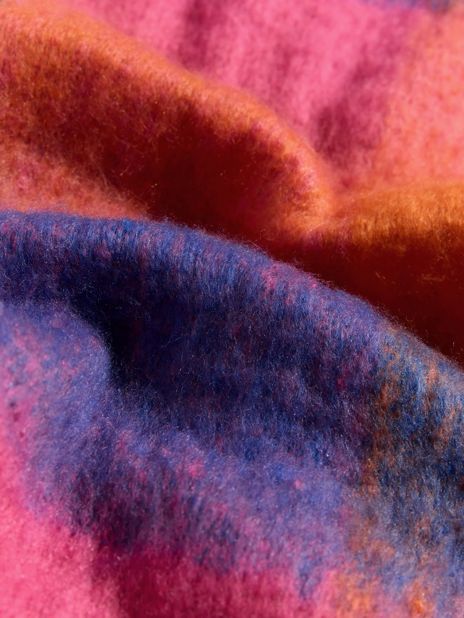 Blauw en oranje geruit - Love & Roses - Geborstelde sjaal