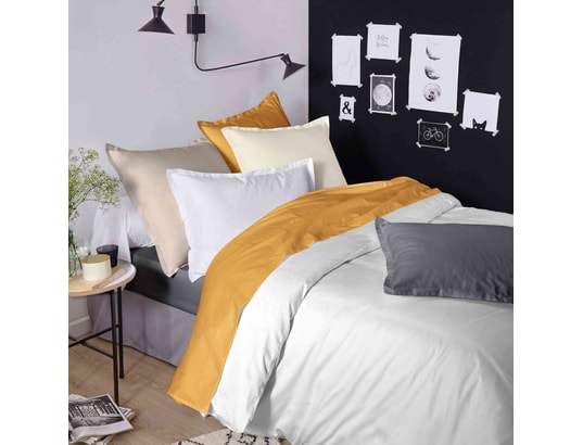 TRADILINGE - Housse de couette satin de coton blanc 260x240 cm