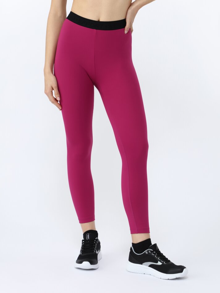 Calça legging esportiva com cós texturizado - Fúcsia