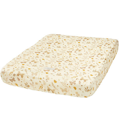 Cam Cam Wickelauflagenbezug - 50x65 cm - Beige m. Blätter/Schmet