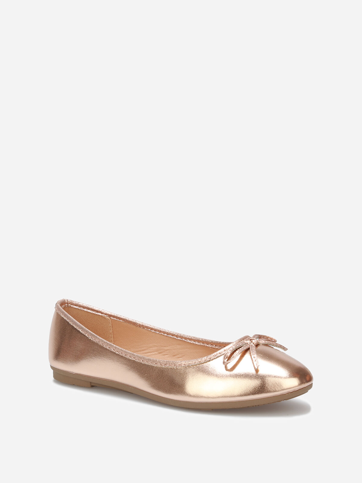 Ballerines à bout rond et nœud- Doré rose