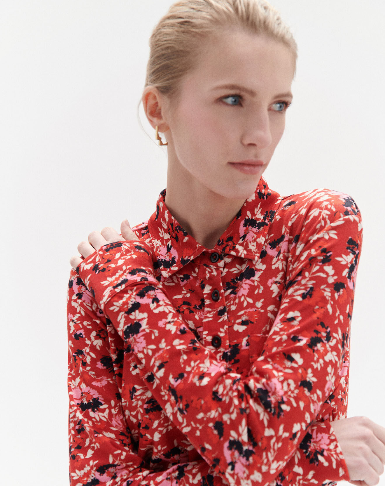 Caroll Chemise Taylor à fleurs rouge