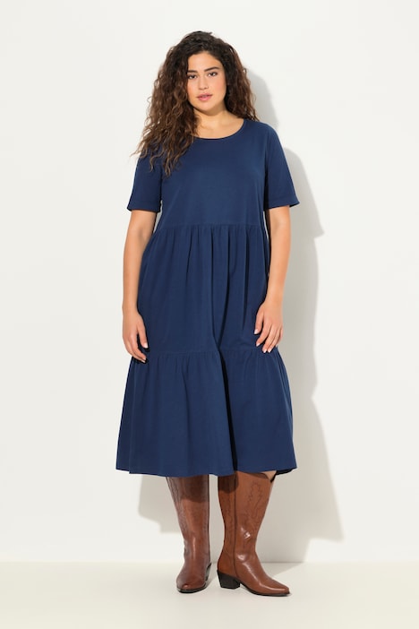 Jersey-Midikleid, A-Linie, Rundhals, Halbarm