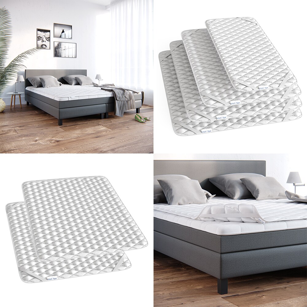 VitaliSpa Topper Matratzenschoner 160x200 cm Matratzen-Auflage weiß Microfaser