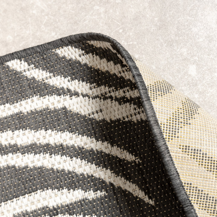 Rond buitenkleed - Malta Leaves Zwart | Budgettopper!