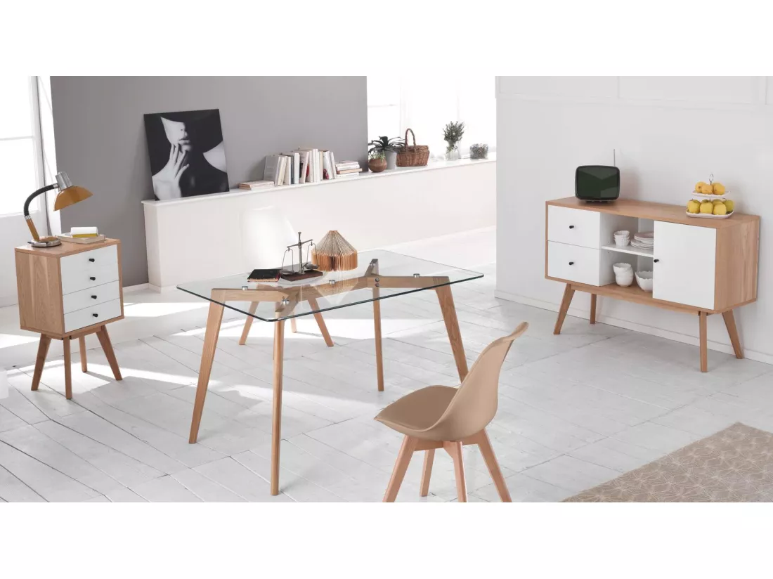 Carlotta Chaise en polypropylène éco-cuir beige 4 pcs