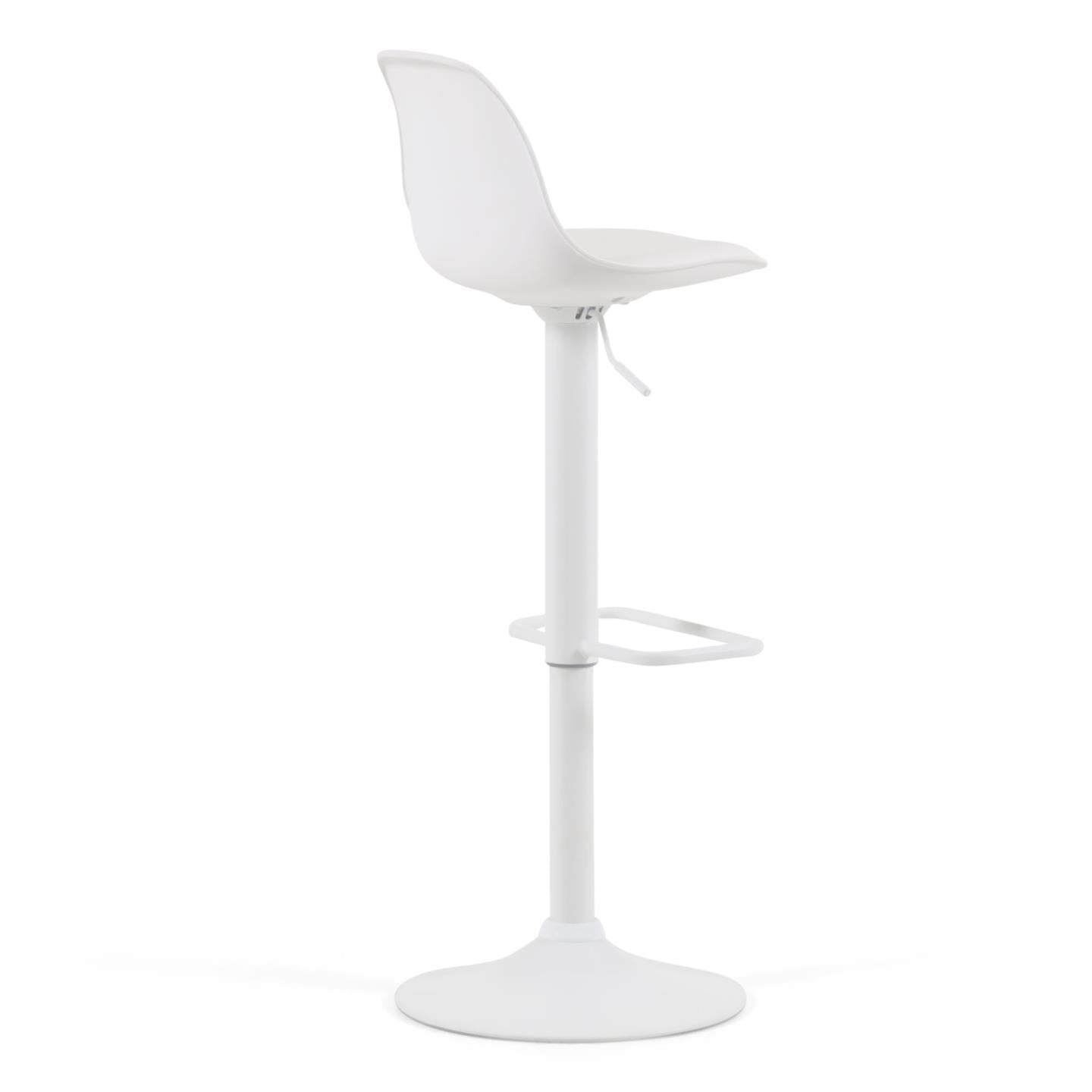 Kave Home - Orlando-T barkruk wit kunstleer en mat wit staal 60-82 cm