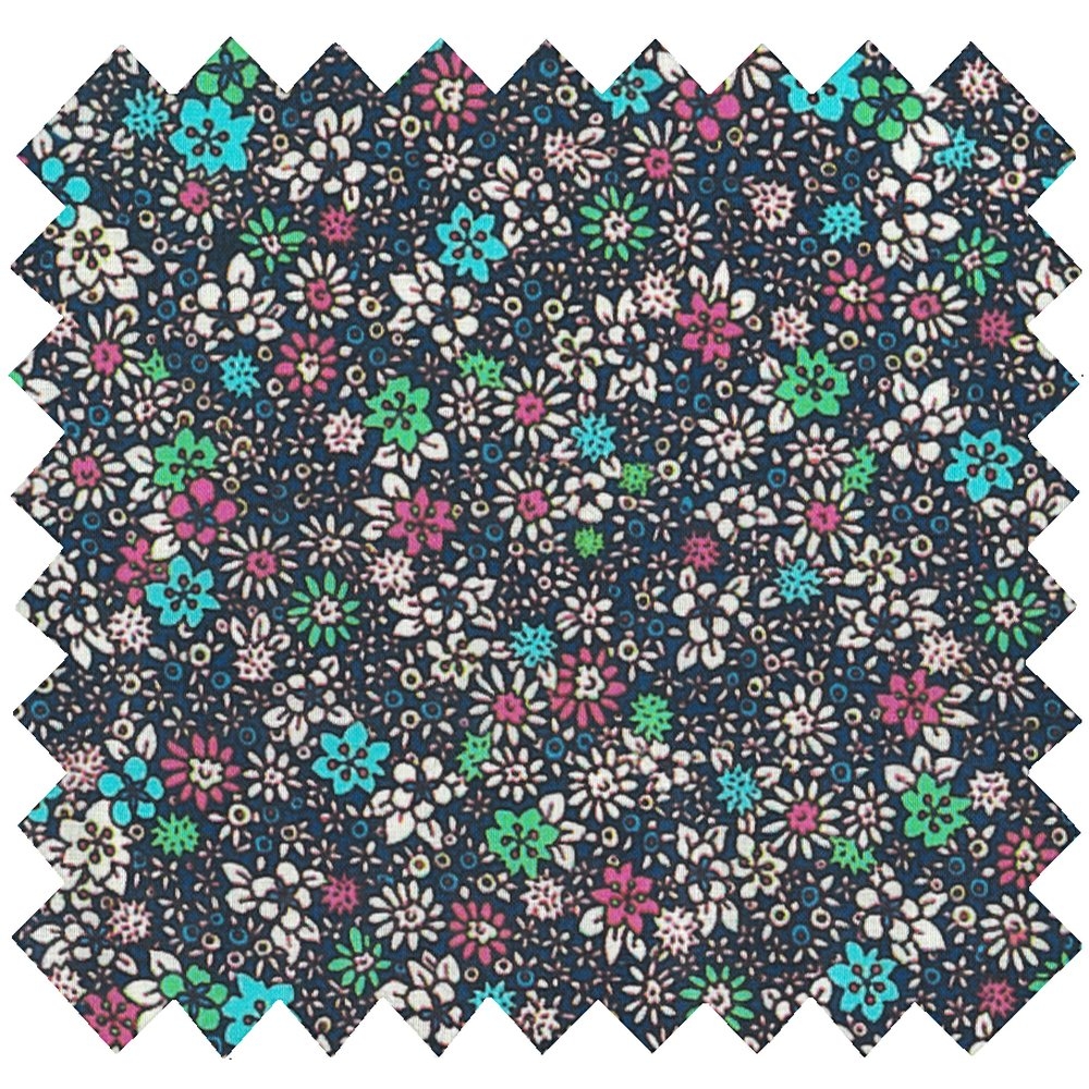 Coupon Tissu 50 Cm Milli Fleurs Vert Azur