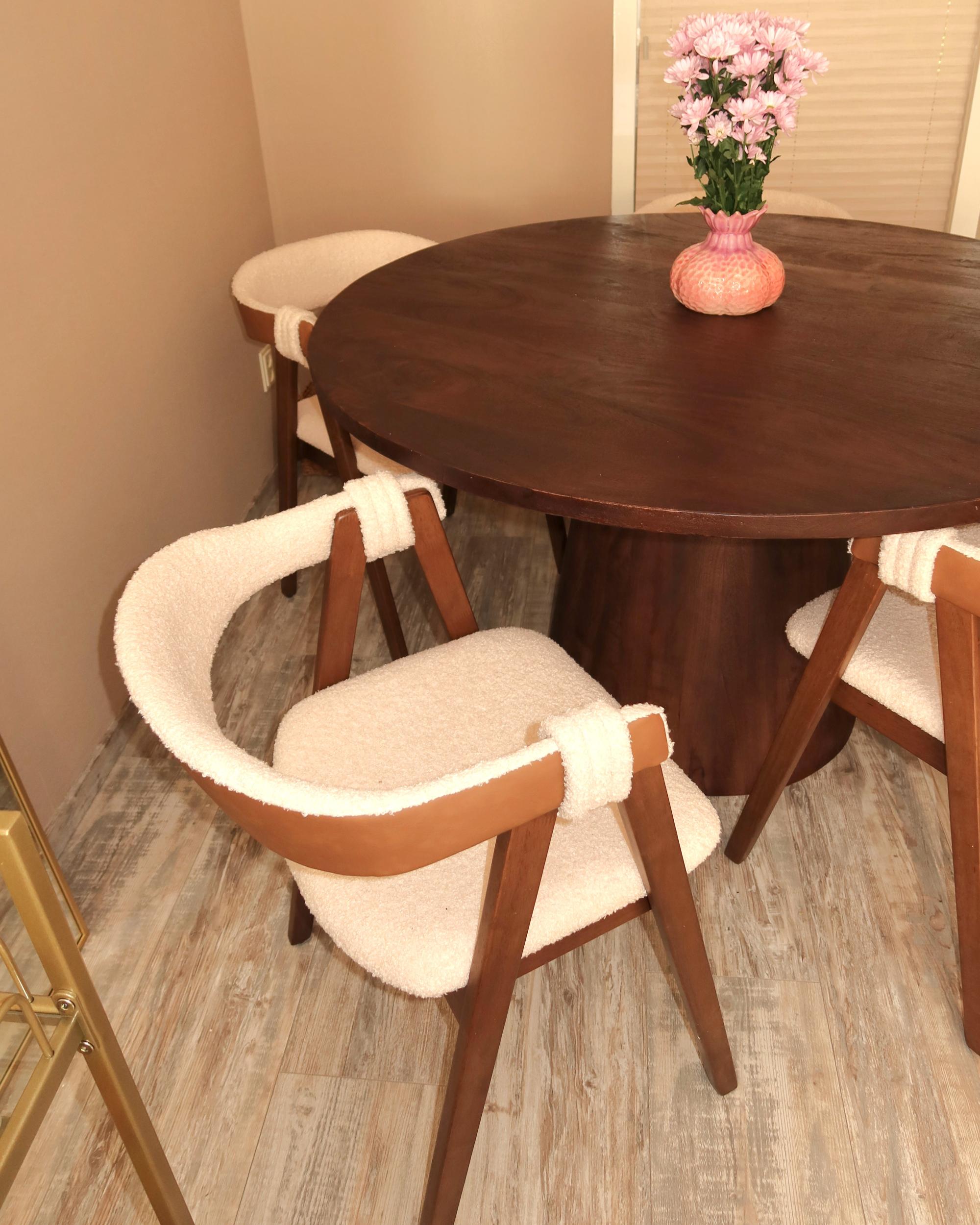 Set van 2 eetkamerstoelen DAY Bouclé Donkerbruin/beige