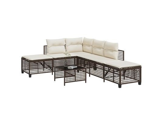 LES TENDANCES - Salon extérieur Salon de jardin-brun foncé-6 places-167x55x60-545534