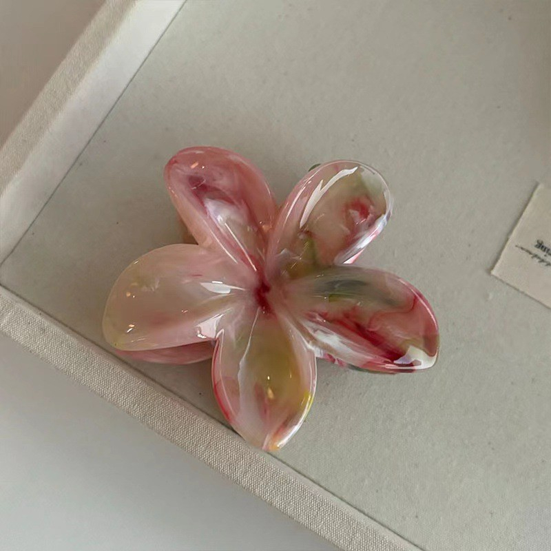 (8cm) Haarspange Klammer Krallen Clip Marble Haar Accessoire Blume - Bunt