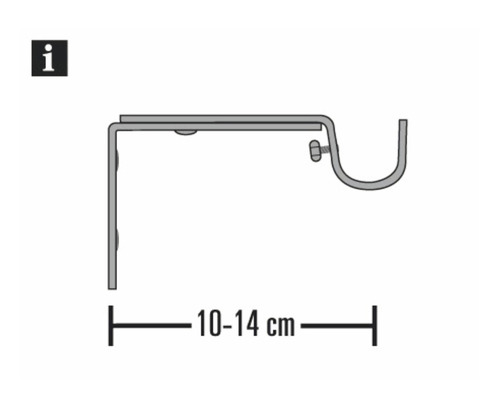 Uitschuifbare wandbeugel, enkel spoor, voor Memphis, zwart, Ø 16 mm, 10-14 cm lang, 2 stuks.