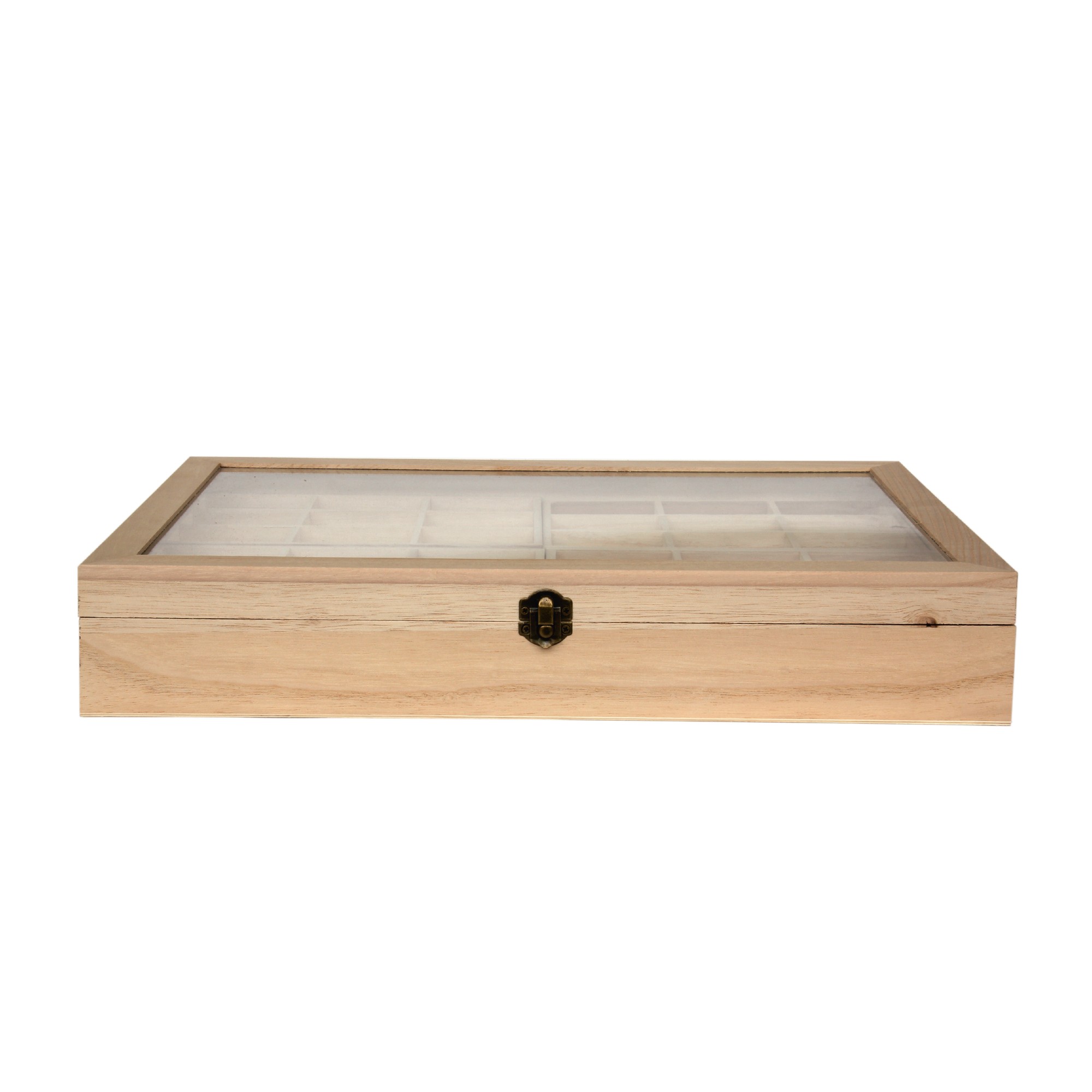 Sortierkasten 'Luina' mit Glasdeckel, natur, T 30 cm, B 44,5 cm, H 7,5 cm von fischer's lagerhaus