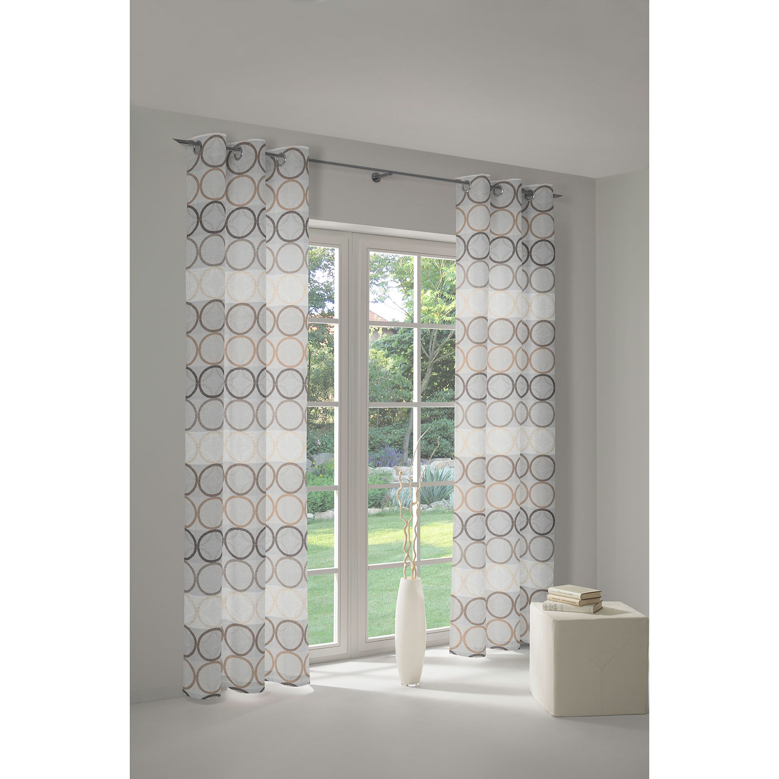 Einzelschal mit Ösen ZIRBELLO - braun - 145x132 cm
