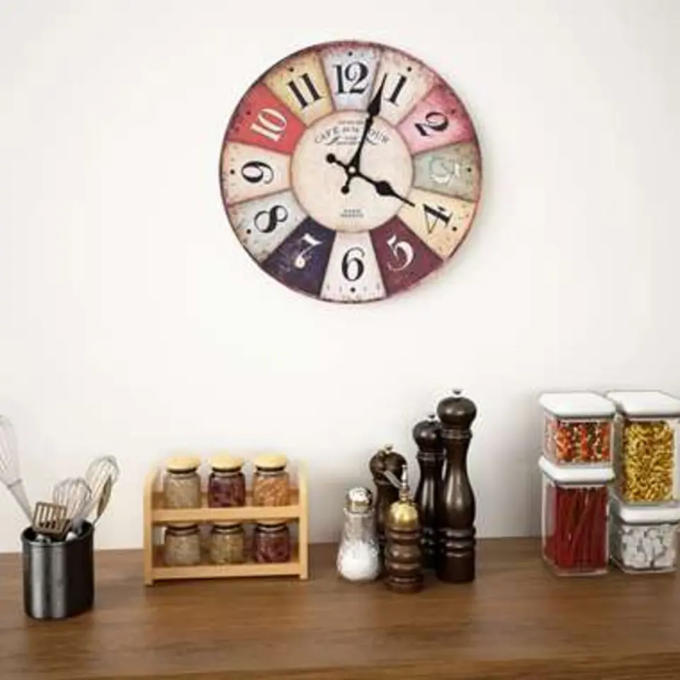 vidaXL - Wandklok - Multikleur - MDF - 30 cm