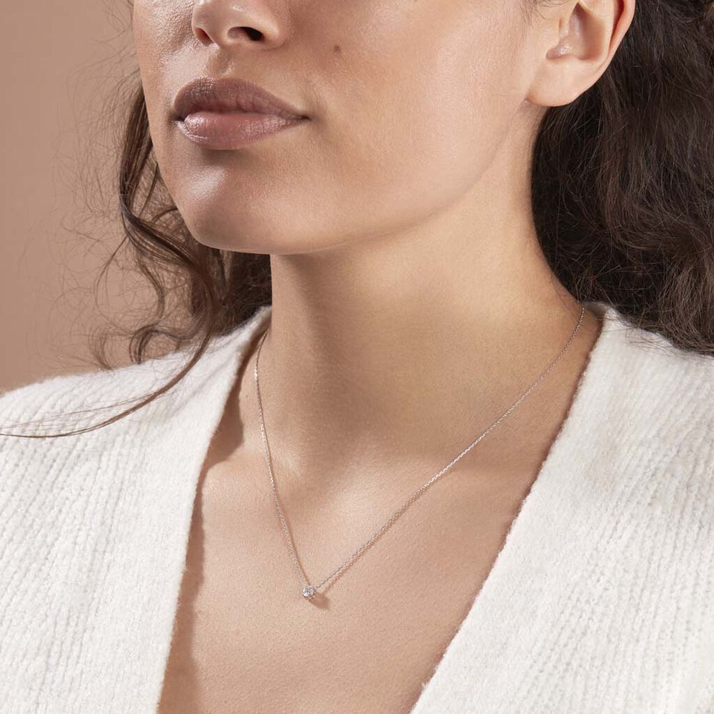 Collier Ponama Or Blanc Oxyde De Zirconium