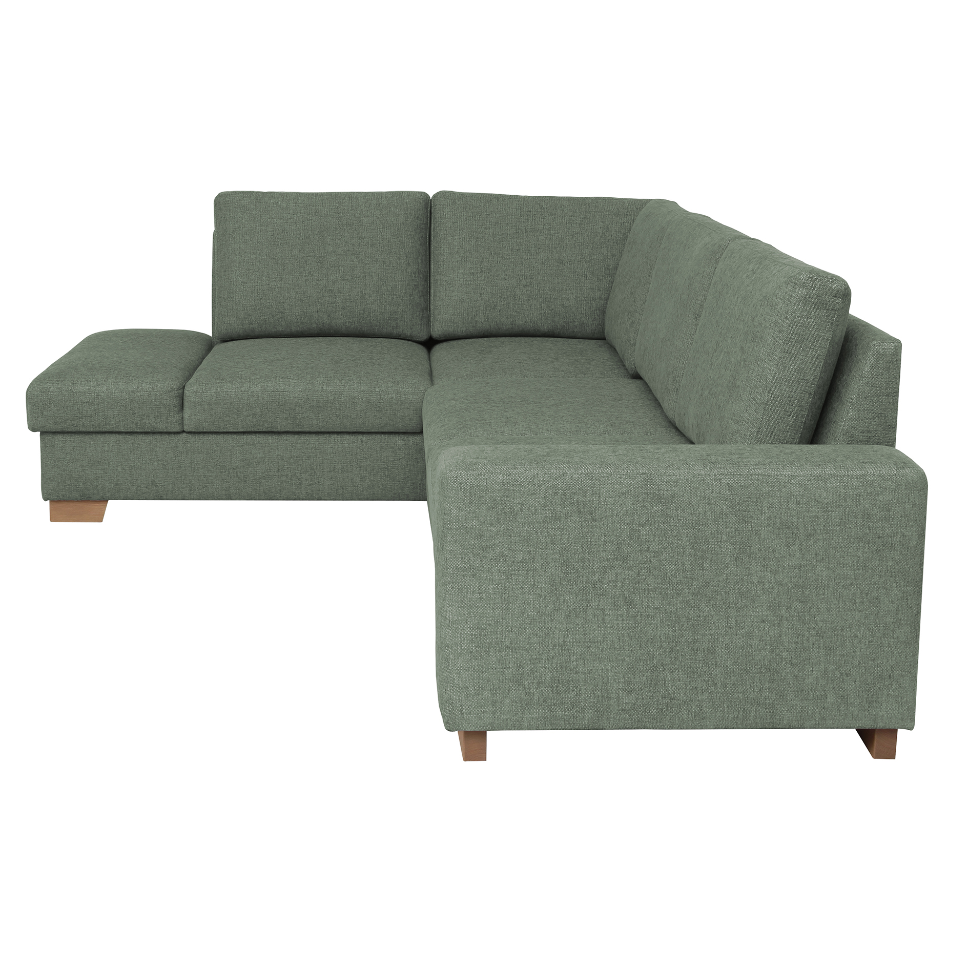 Ecksofa - olive - Liegefunktion - Staukasten - Ottomane links