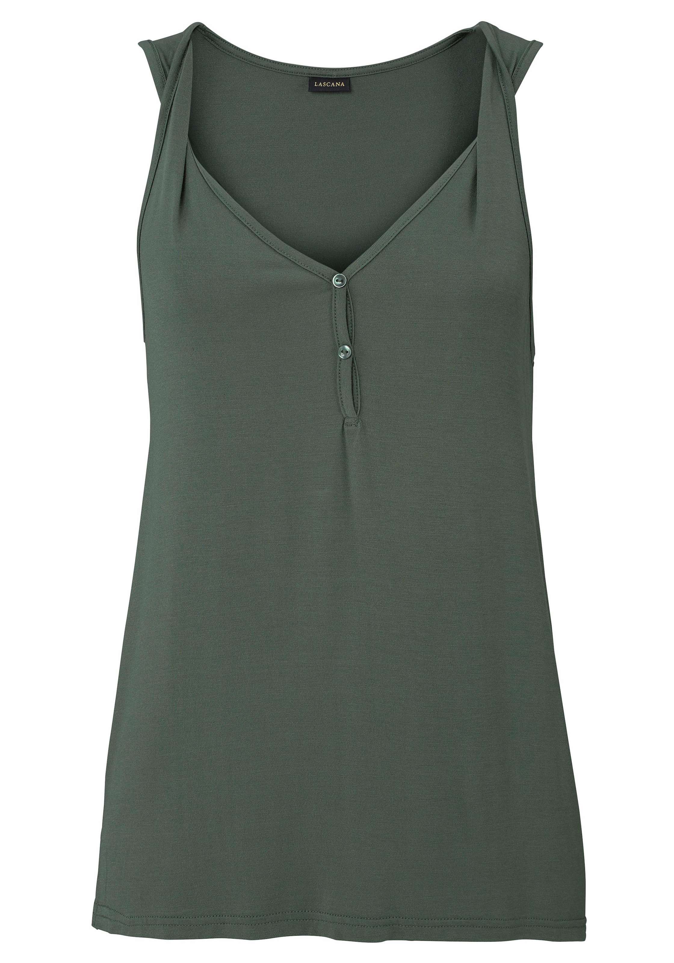 LASCANA Strandtop mit gedrehten Trägern und Knopfleiste, elastisches Damentop