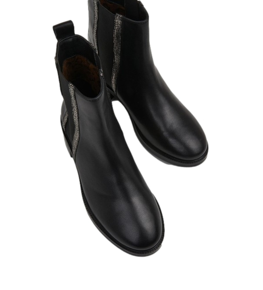 Botas de cano curto Pepe Jeans Bowie em couro preto.
