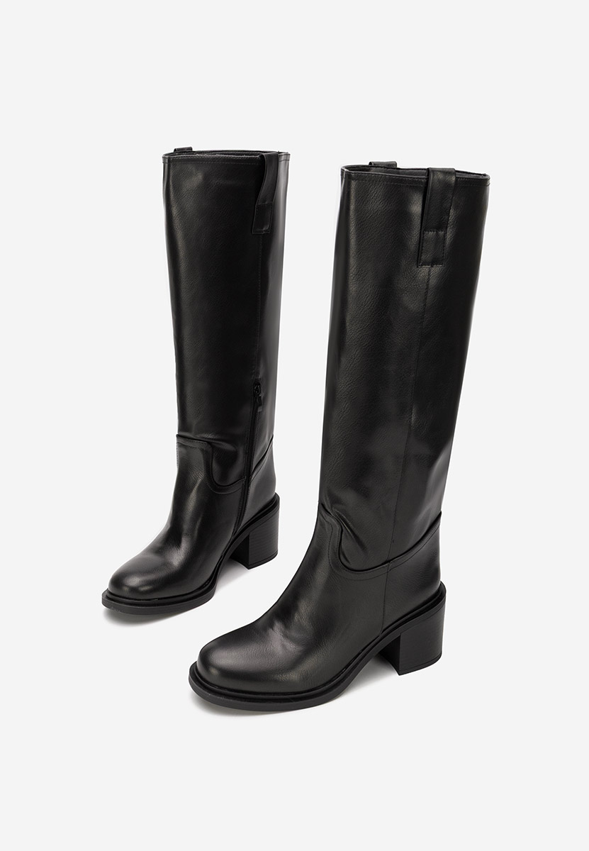 Bottes à talon carré noires Jasara