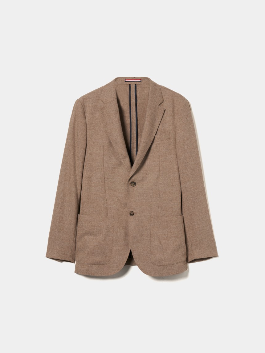Blazer slim fit com lã