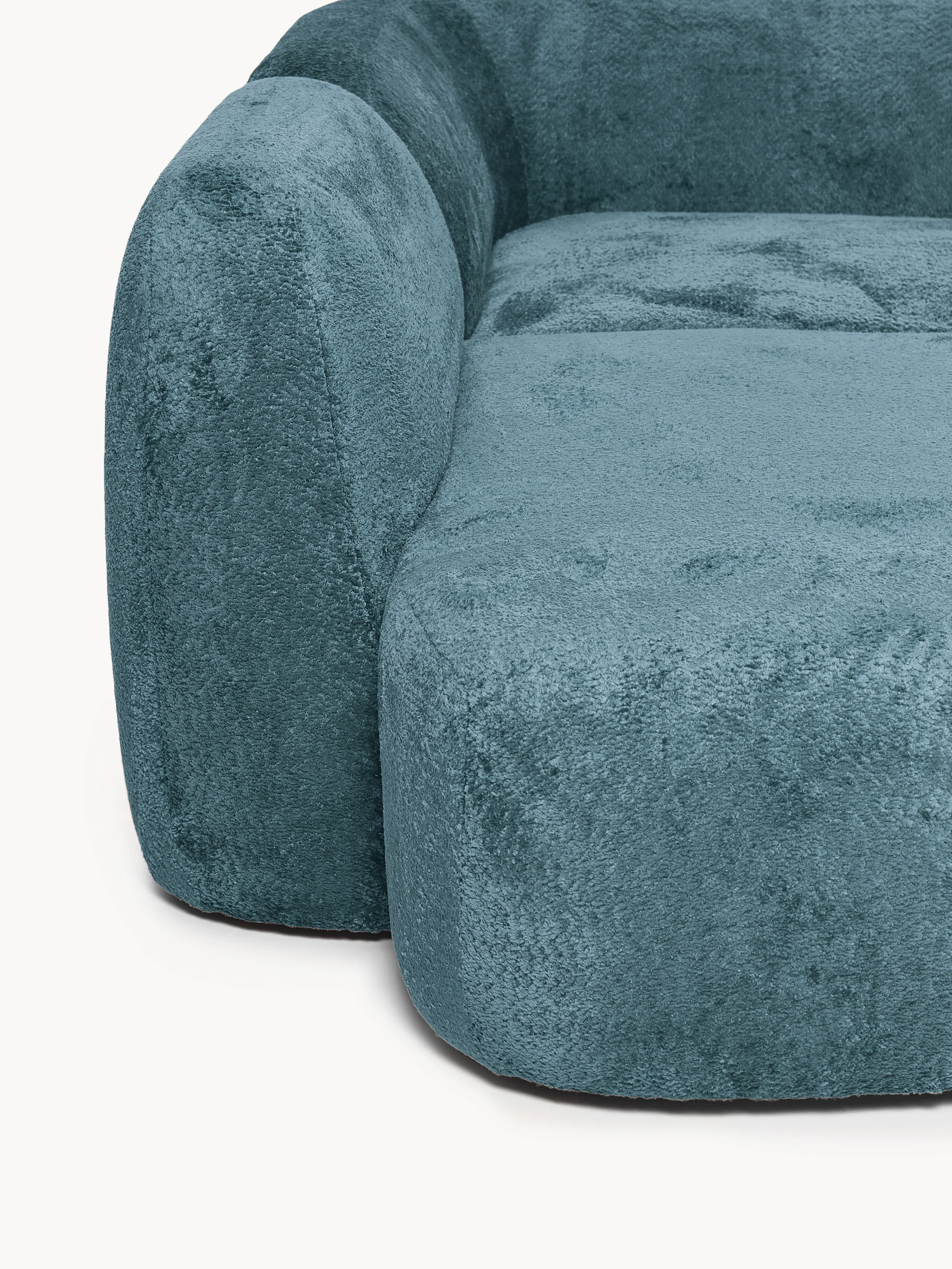 XL modulaire teddy bouclé hoekbank Wolke (4-zits) met chaise longue