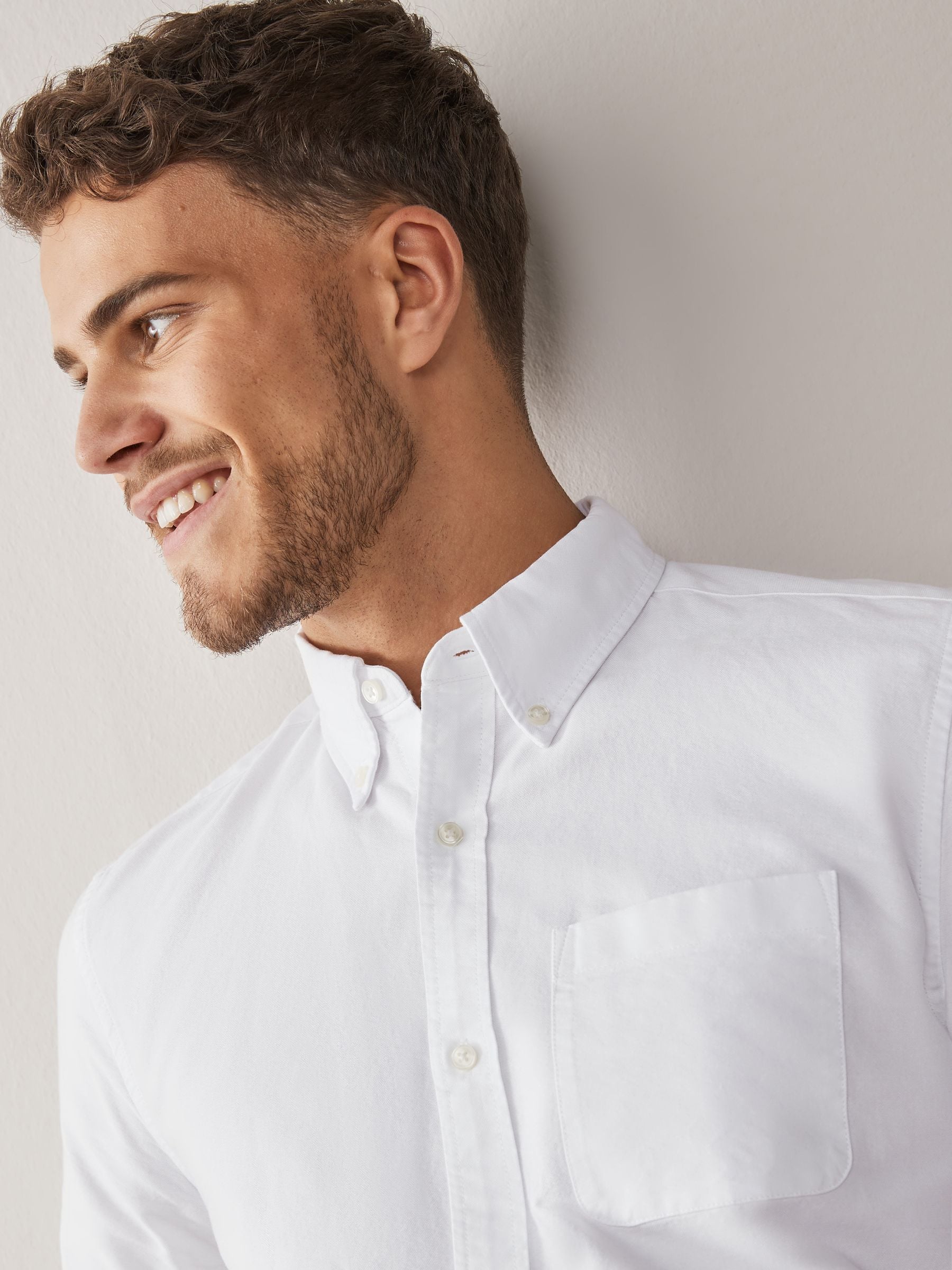 Wit - 100% katoenen Oxford-overhemden met korte mouwen, set van 2