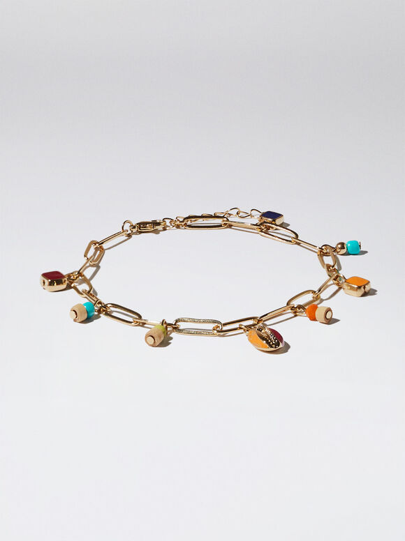 Pulsera Tobillera Con Esmalte Y Resina - Multicor