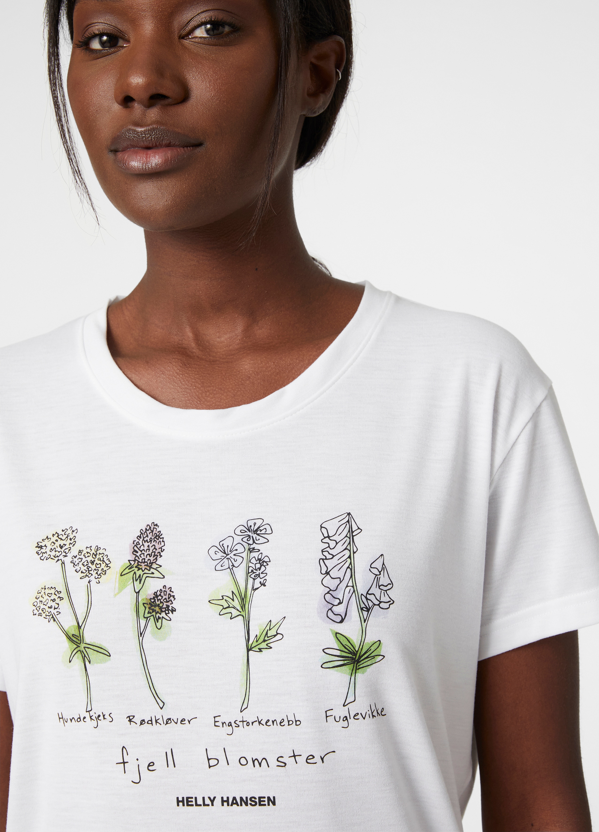 Helly Hansen Skog Recycled Graphic t-shirt, dame<br>Solbeskyttende UV-faktor 40+