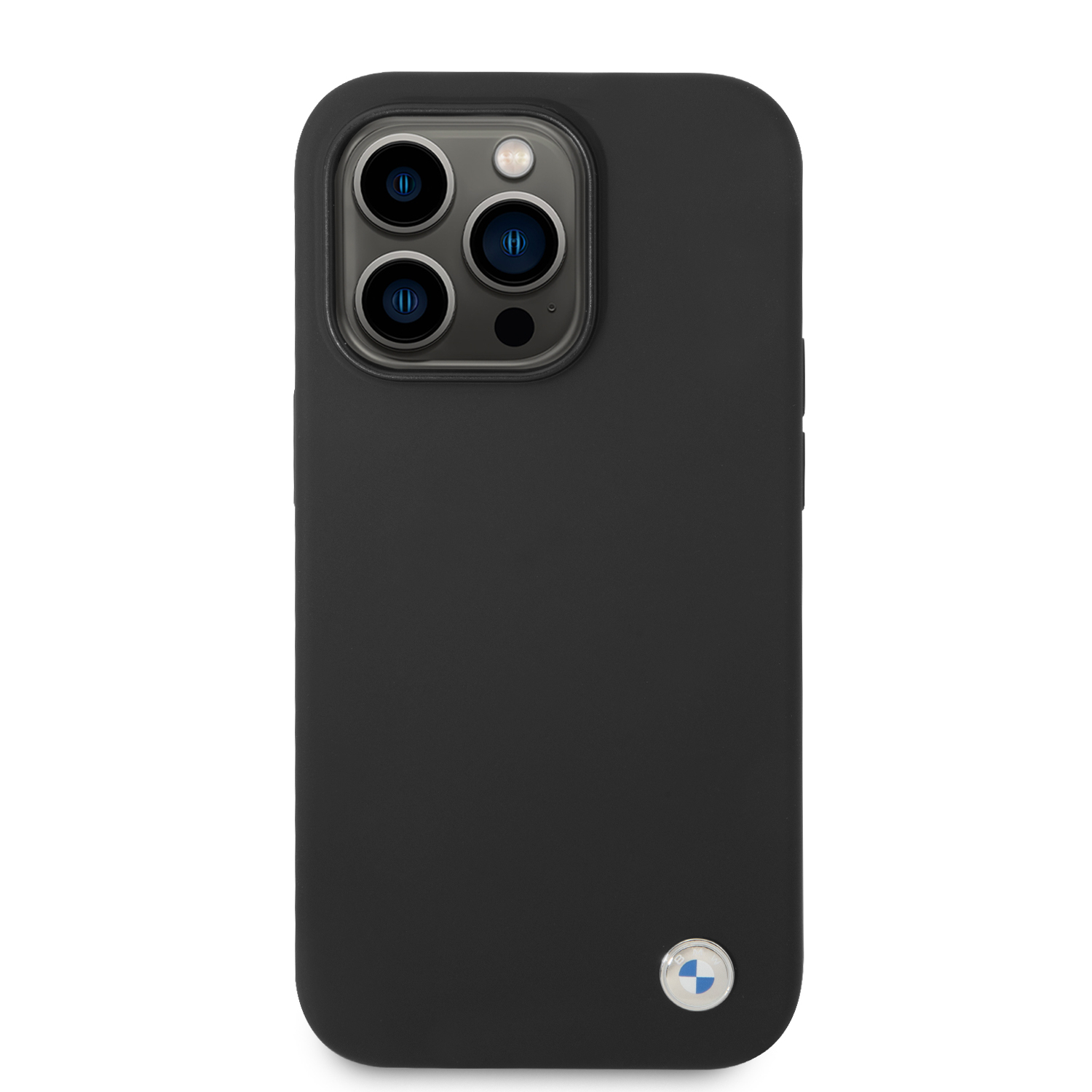 iPhone 15 Pro Silikon Hardcase Hülle Metall Logo (BMHCP15LSILBK) - Schwarz