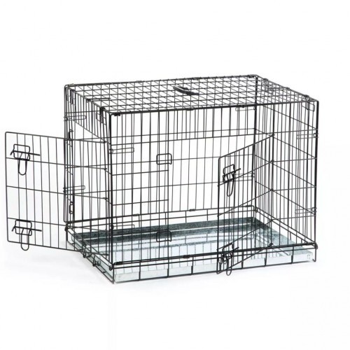 Gaiola galvanizada para cães, preta
